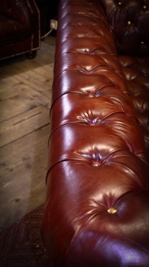 Sublime Pair Timothy Oulton Bensington Oxford Leather Large Sofas Vegabond Red - Image 8