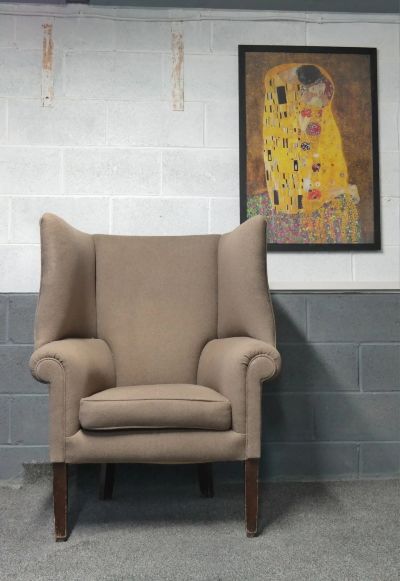 Stunning George III Wing Back Library Club Fireside Armchair - Sand - Del Avai - Image 3