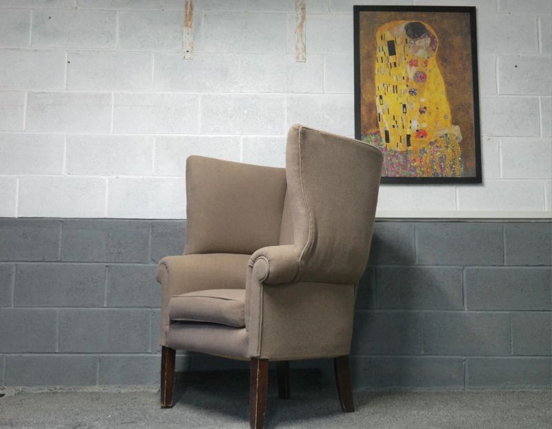 Stunning George III Wing Back Library Club Fireside Armchair - Sand - Del Avai - Image 5