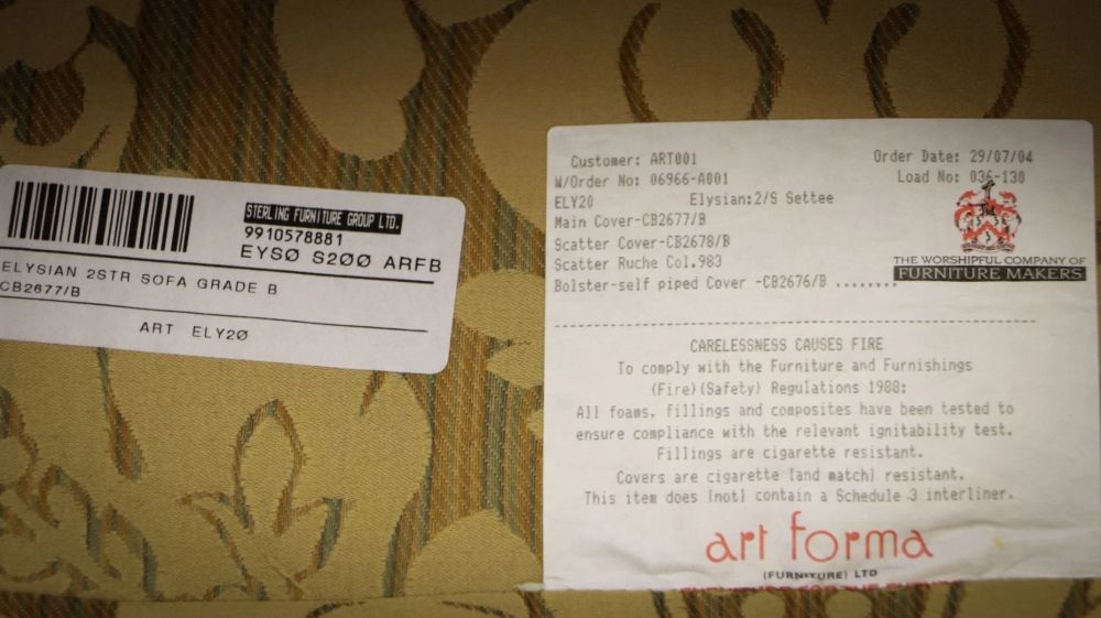 Duresta Art Forma 2 Seater Sofa Beige Gold Damask part of Set rrp£3000 - Image 4