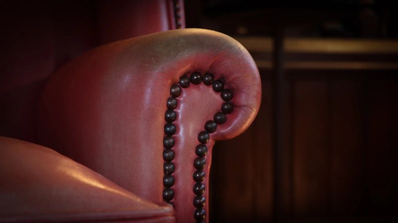 Chairs Of Bath Wide Georgian Leather Wing Chair with Claw & Ball Legs Faded Rose - Image 9