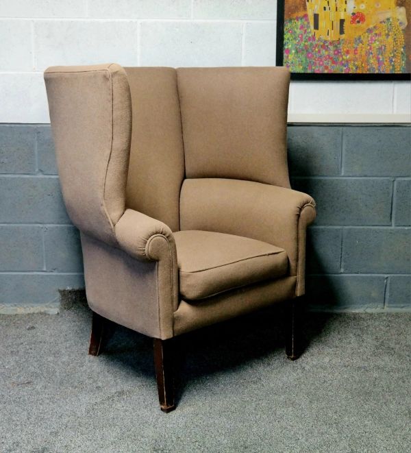 Stunning George III Wing Back Library Club Fireside Armchair - Sand - Del Avai - Image 4