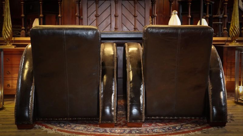 Sublime Pair Timothy Oulton Rockefeller Leather Armchairs Cigar Club RARE - Image 9