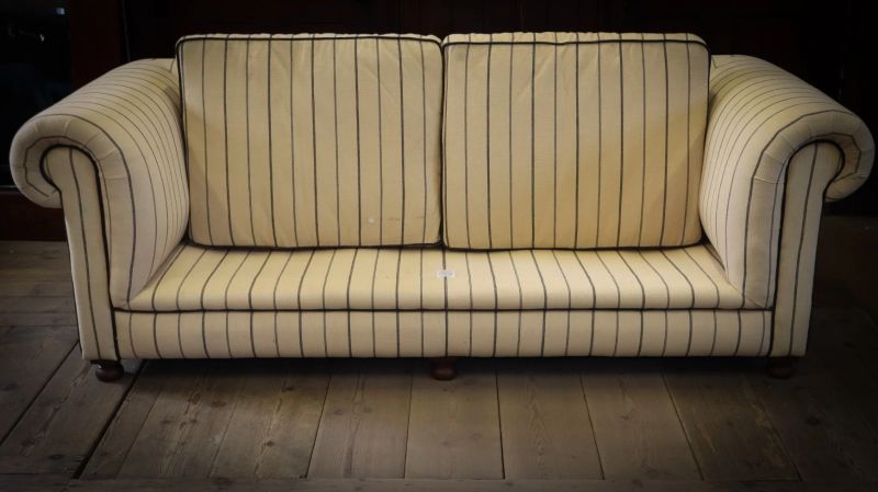 Superb Timothy Oulton Westminster Feather 2.5 Seater Library Sofa Nautical Linen - Image 4