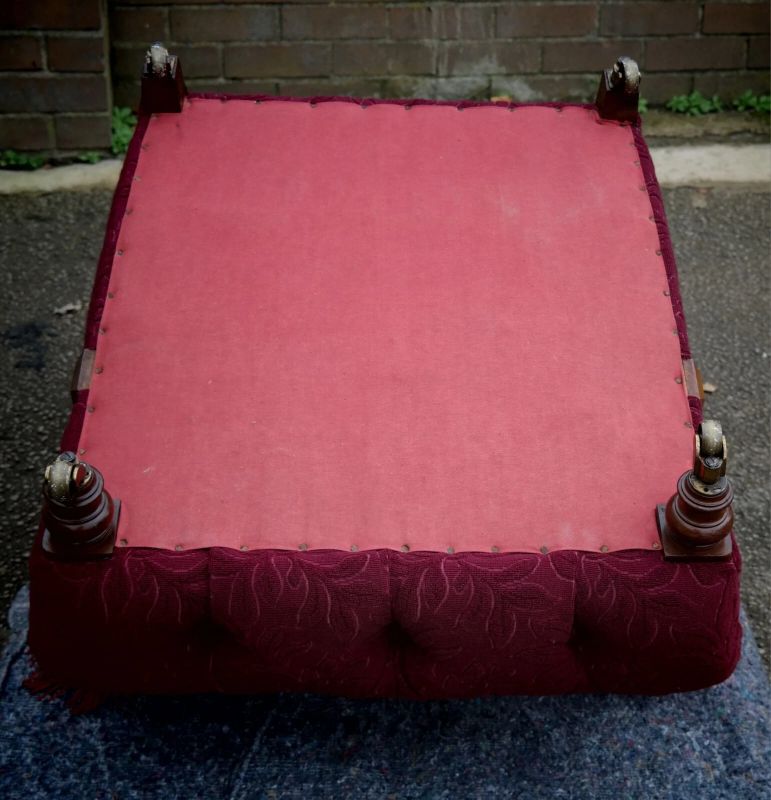 A Howard & Sons buttoned open armchair in Heavy Burgundy Fabric - Image 12