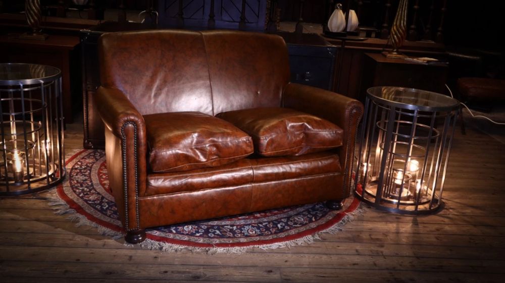 Stunning Tetrad Prince Midi 2 Seater Leather Club Small Sofa Brompton Tan - Image 5