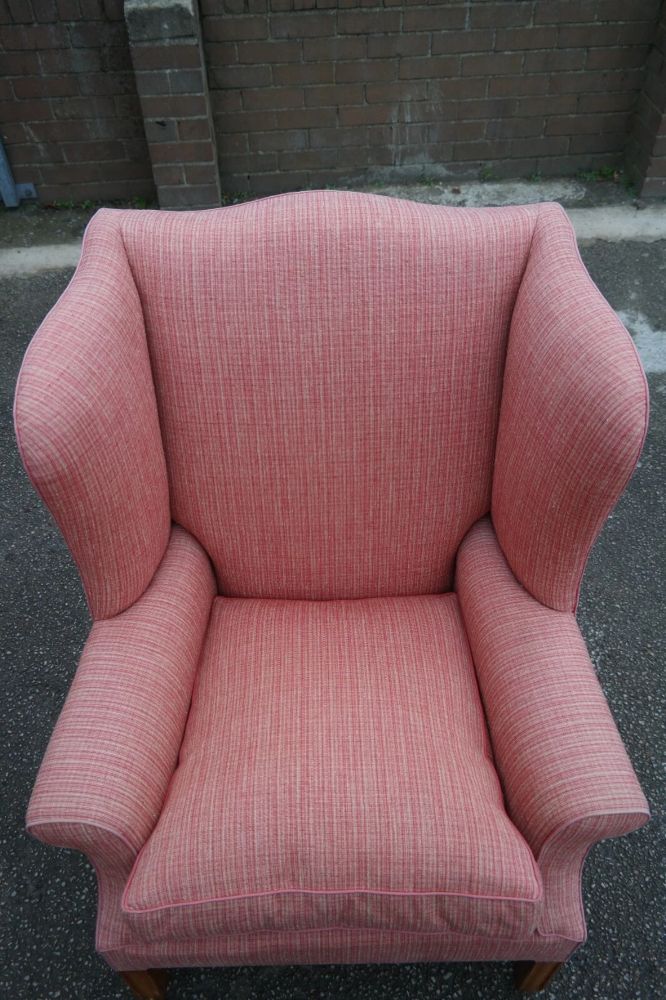 Sublime Howard And Sons Duke Wing Club Library Armchair Coral Waffle Fabric - Image 9