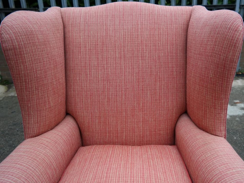 Sublime Howard And Sons Duke Wing Club Library Armchair Coral Waffle Fabric - Image 8