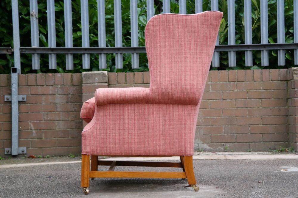 Sublime Howard And Sons Duke Wing Club Library Armchair Coral Waffle Fabric - Image 21