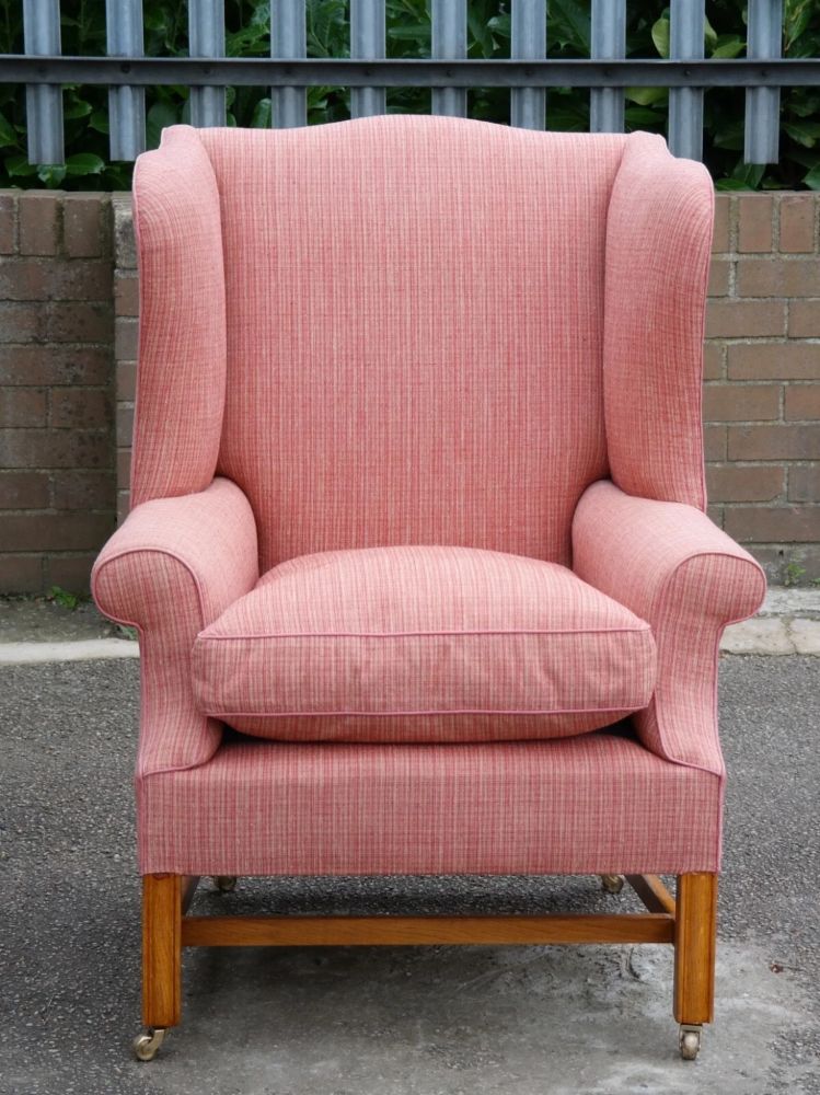 Sublime Howard And Sons Duke Wing Club Library Armchair Coral Waffle Fabric - Image 4