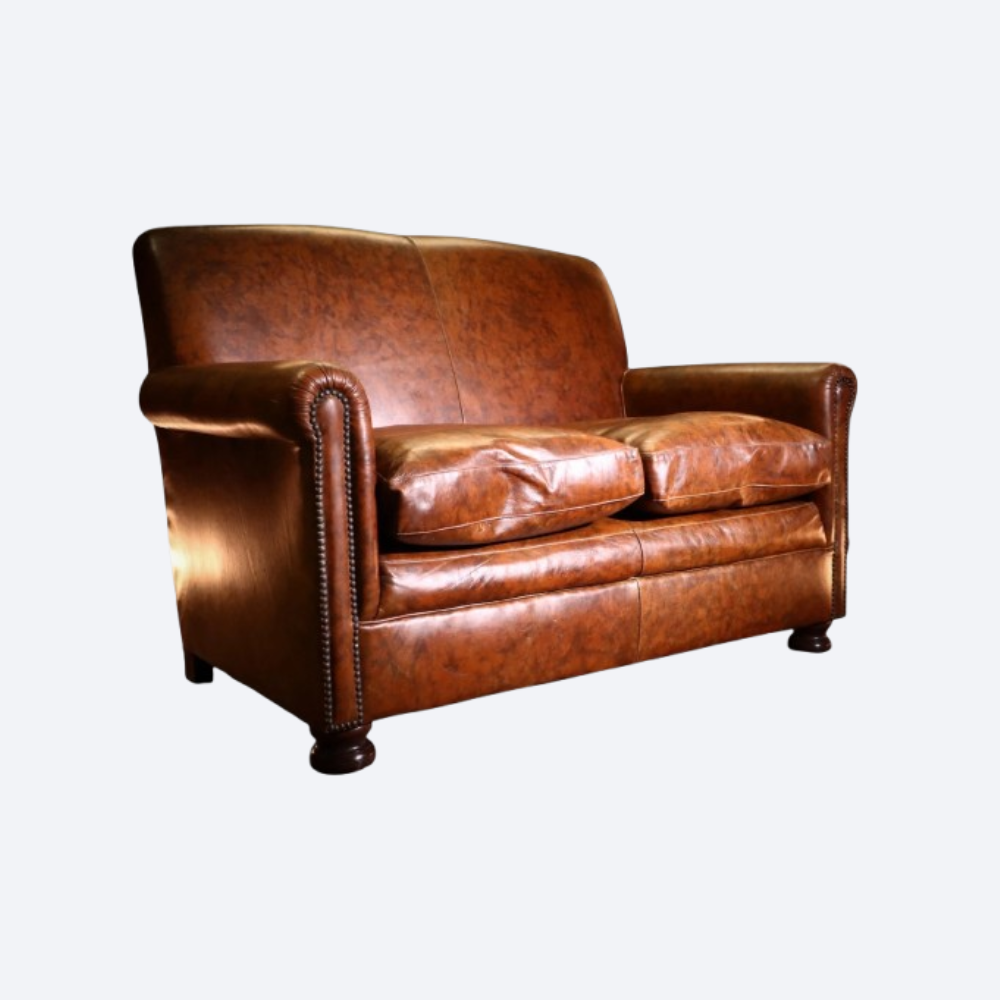 Stunning Tetrad Prince Midi 2 Seater Leather Club Small Sofa Brompton Tan - Image 2