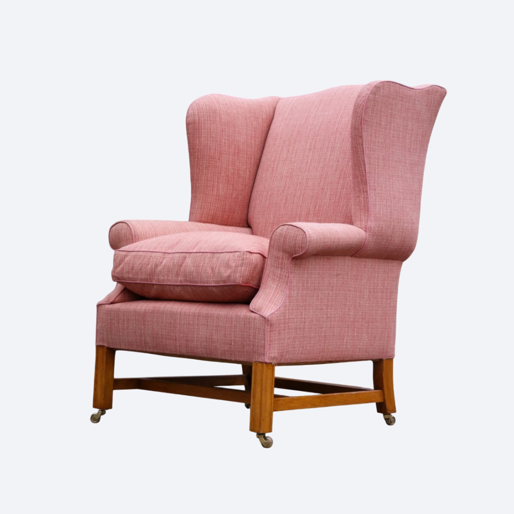 Sublime Howard And Sons Duke Wing Club Library Armchair Coral Waffle Fabric - Image 2