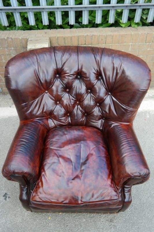 Restoration Hardware Writers Henredon Leather Armchair Antique brown - Image 15