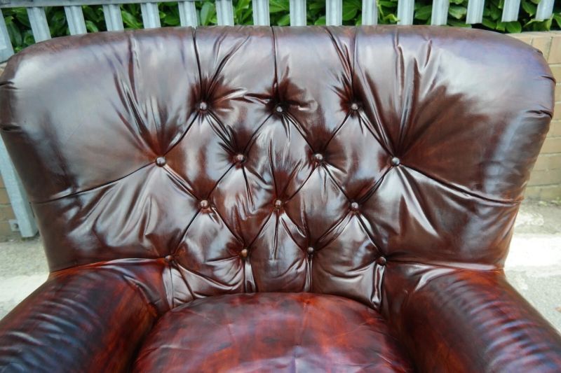 Restoration Hardware Writers Henredon Leather Armchair Antique brown - Image 12