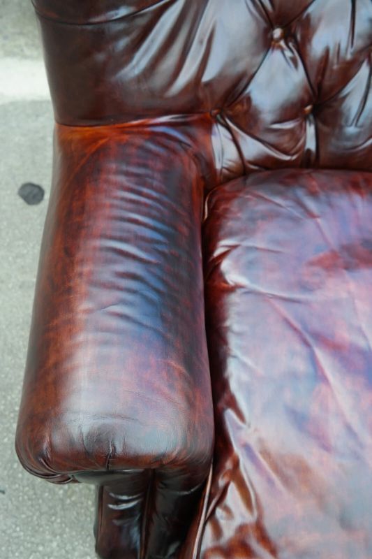 Restoration Hardware Writers Henredon Leather Armchair Antique brown - Image 9