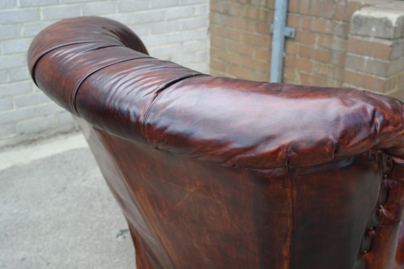 Restoration Hardware Writers Henredon Leather Armchair Antique brown - Image 8