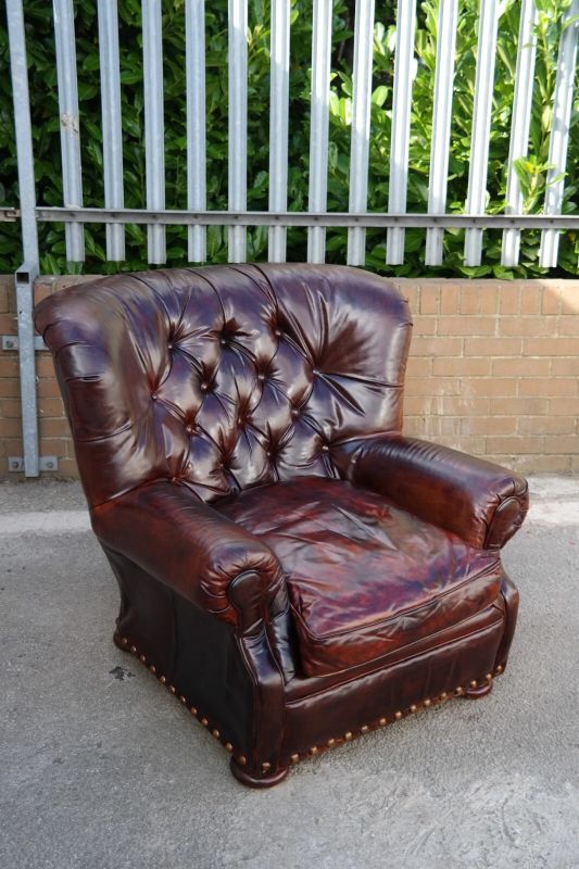 Restoration Hardware Writers Henredon Leather Armchair Antique brown - Image 5