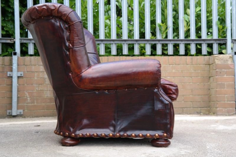 Restoration Hardware Writers Henredon Leather Armchair Antique brown - Image 22