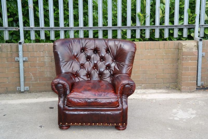 Restoration Hardware Writers Henredon Leather Armchair Antique brown - Image 18