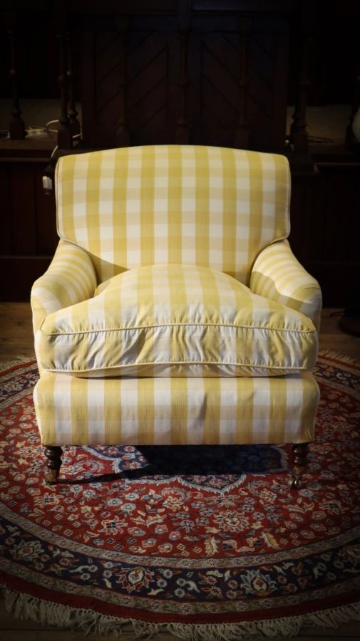 Super George Smith Standard Signature Large Armchair Sanderson Gingham Fabric - Image 3