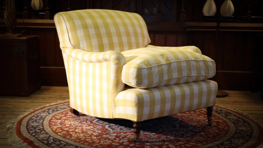 Super George Smith Standard Signature Large Armchair Sanderson Gingham Fabric - Image 5