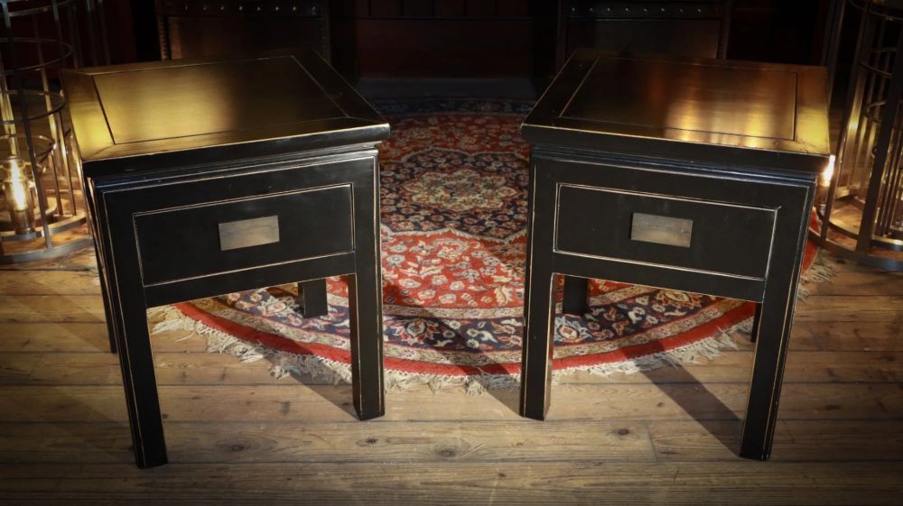 Superb Pair Lombok Canton Bedside Tables Drawers Solid Black Ash 1 Drawer Del - Image 4