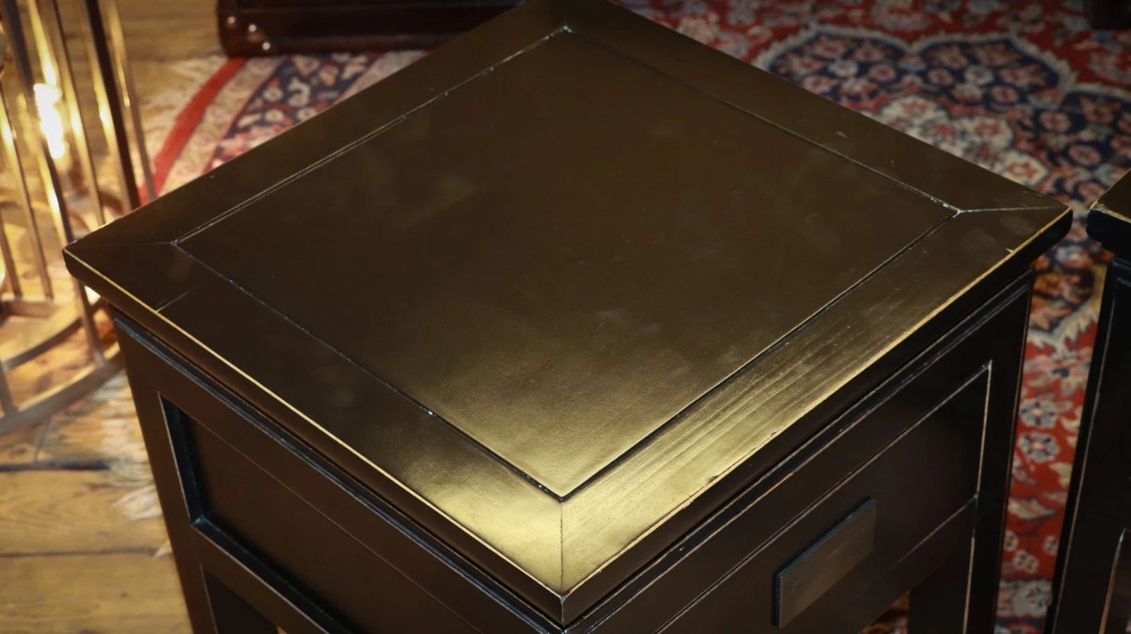 Superb Pair Lombok Canton Bedside Tables Drawers Solid Black Ash 1 Drawer Del - Image 6