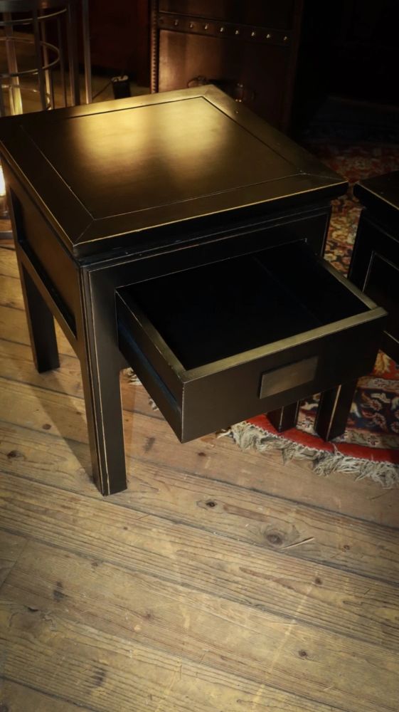 Superb Pair Lombok Canton Bedside Tables Drawers Solid Black Ash 1 Drawer Del - Image 5