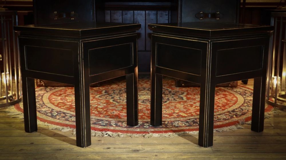 Superb Pair Lombok Canton Bedside Tables Drawers Solid Black Ash 1 Drawer Del - Image 10