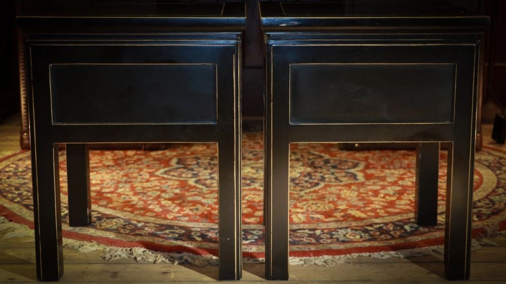 Superb Pair Lombok Canton Bedside Tables Drawers Solid Black Ash 1 Drawer Del - Image 9