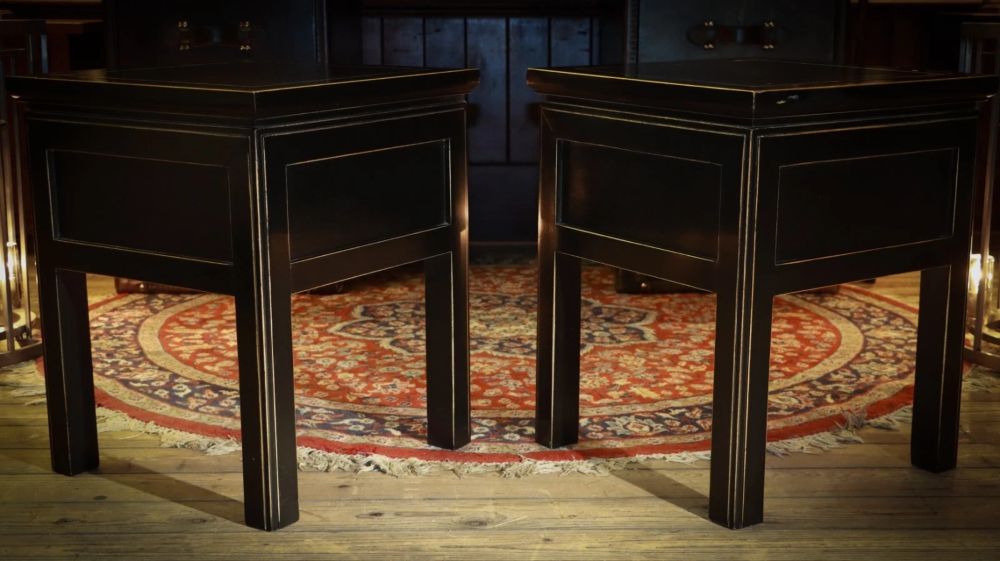 Superb Pair Lombok Canton Bedside Tables Drawers Solid Black Ash 1 Drawer Del - Image 8