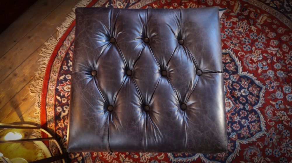 Timothy Oulton Oxford Collection Leather Footstool Storage Ottoman Vegabond Blac - Image 12