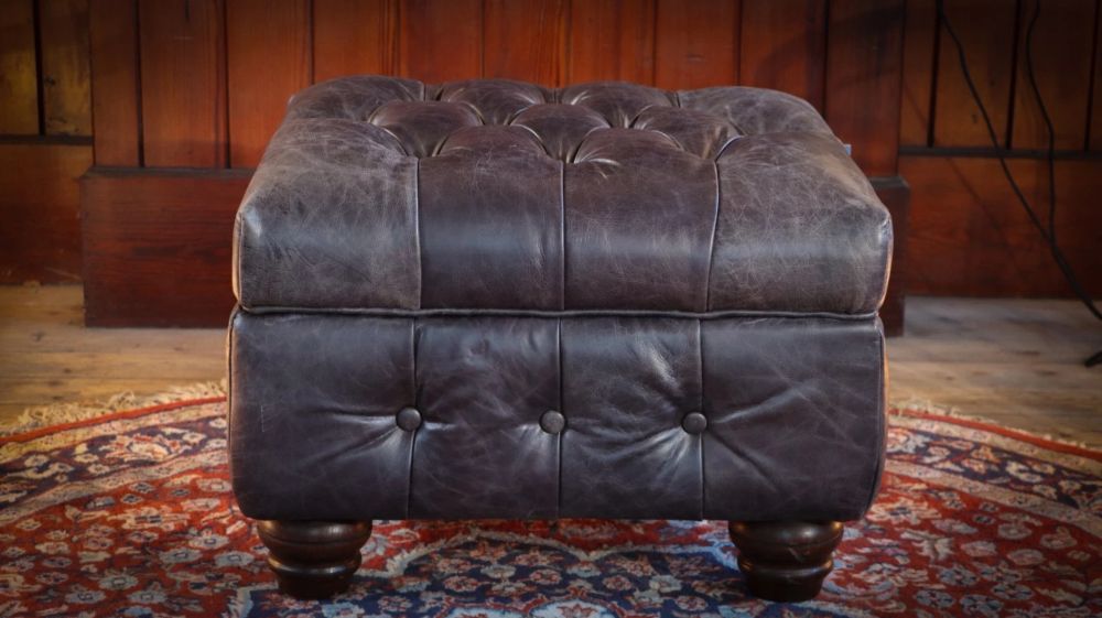 Timothy Oulton Oxford Collection Leather Footstool Storage Ottoman Vegabond Blac - Image 11