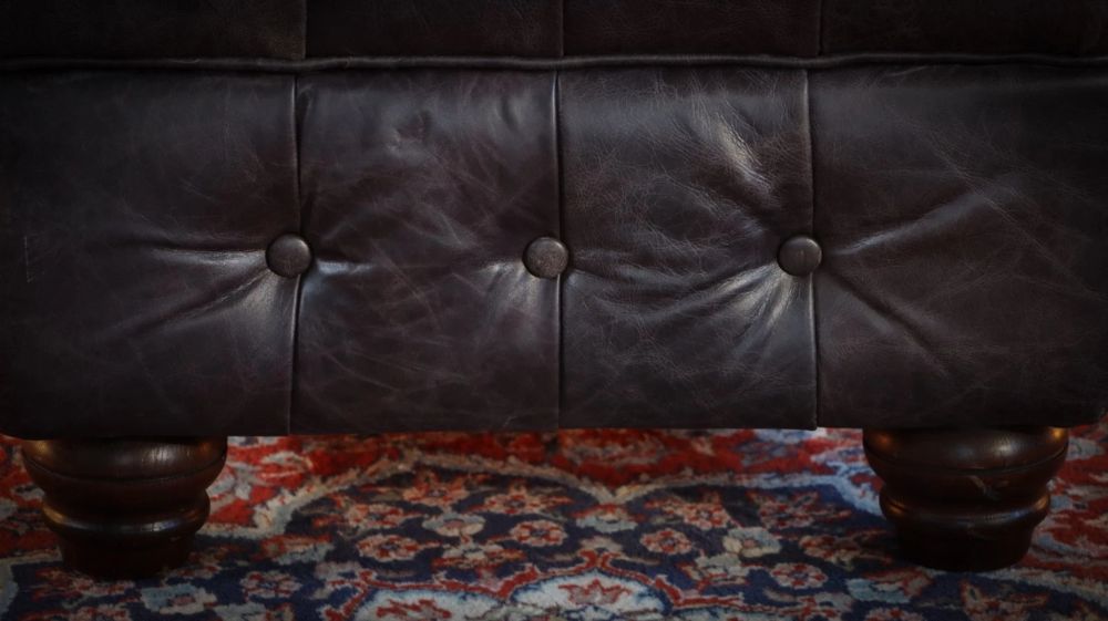 Timothy Oulton Oxford Collection Leather Footstool Storage Ottoman Vegabond Blac - Image 10