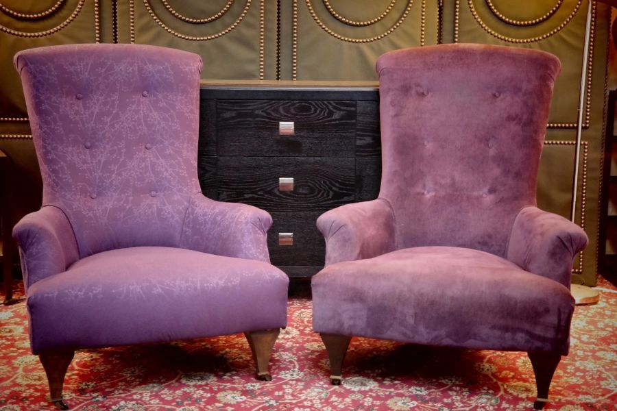 Superb Pair John Sankey Hawthorne Armchairs Library Fireside Club Amethyst - Image 11