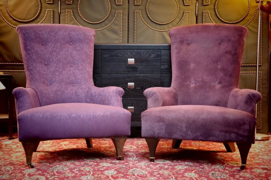 Superb Pair John Sankey Hawthorne Armchairs Library Fireside Club Amethyst - Image 6