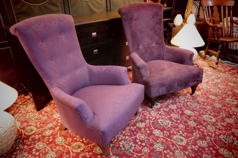 Superb Pair John Sankey Hawthorne Armchairs Library Fireside Club Amethyst - Image 4