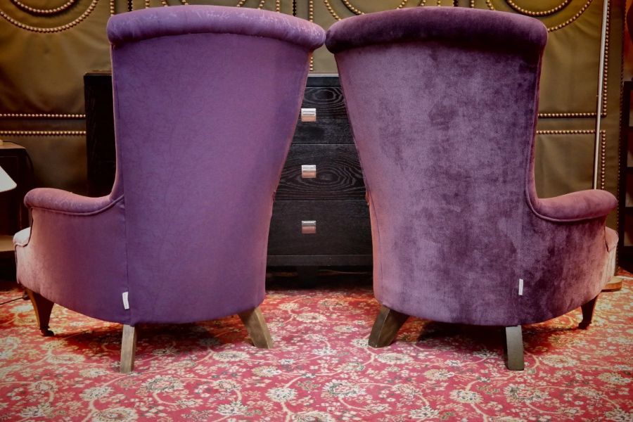 Superb Pair John Sankey Hawthorne Armchairs Library Fireside Club Amethyst - Image 16