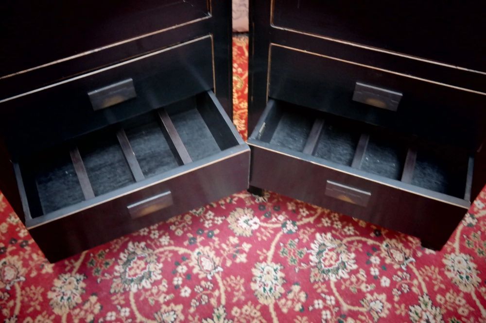 Pair Lombok Canton Kitchen Larder Pantry Cabinets Black Lacquered Solid Ash - Image 12