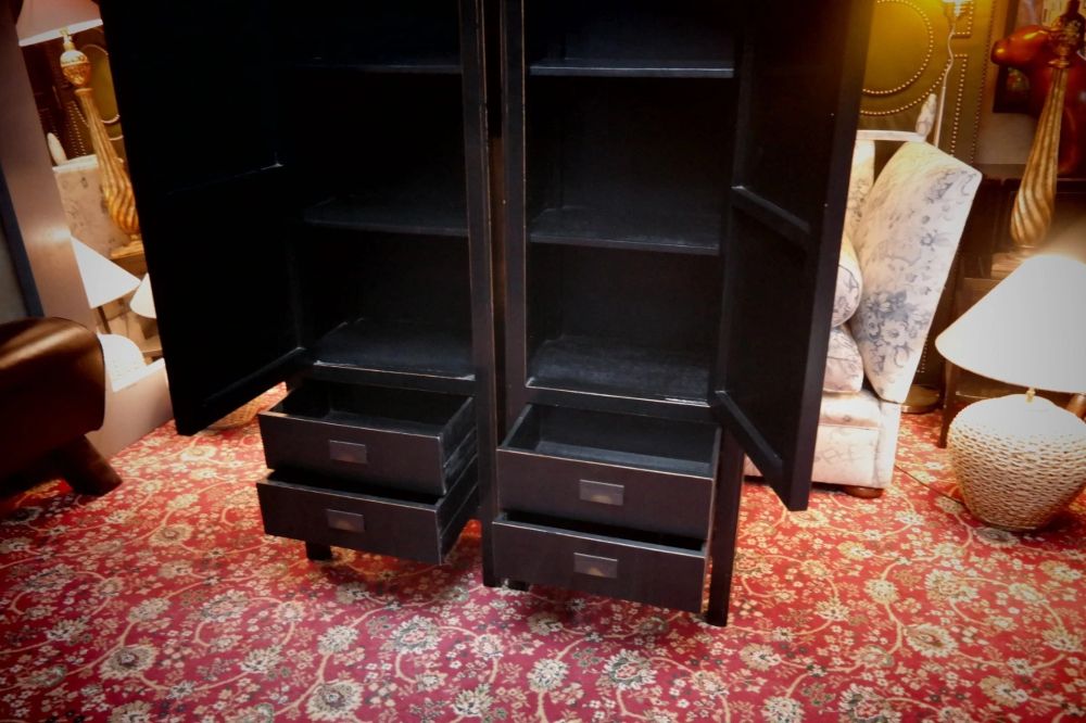 Pair Lombok Canton Kitchen Larder Pantry Cabinets Black Lacquered Solid Ash - Image 10