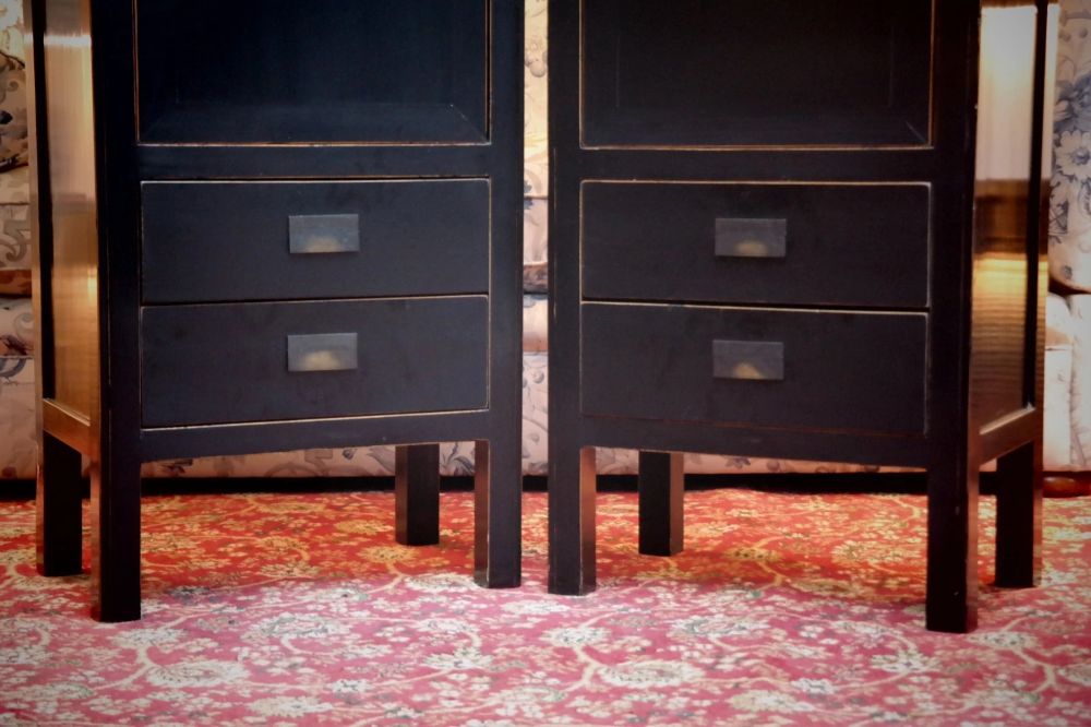 Pair Lombok Canton Kitchen Larder Pantry Cabinets Black Lacquered Solid Ash - Image 8