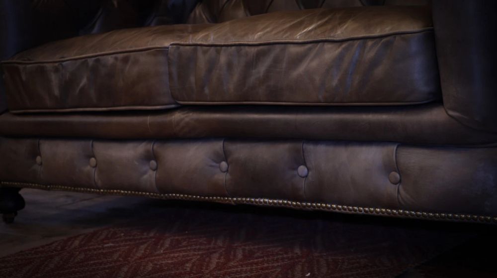 Pair Timothy Oulton Westminster Feather 2 Seater Leather Sofas Destroyed Black - Image 5