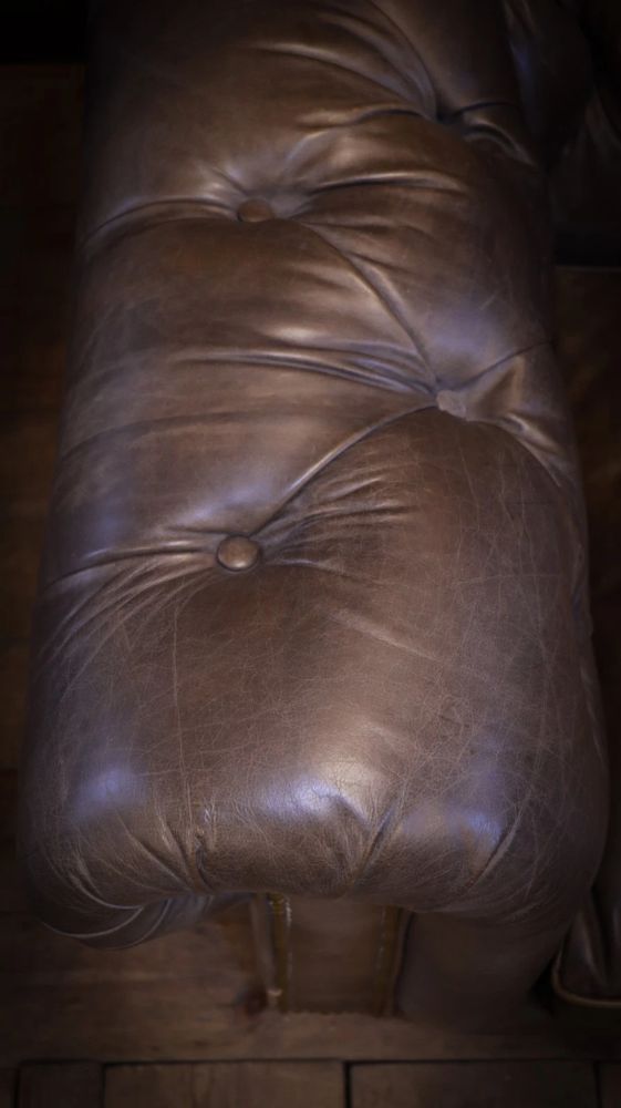 Pair Timothy Oulton Westminster Feather 2 Seater Leather Sofas Destroyed Black - Image 16