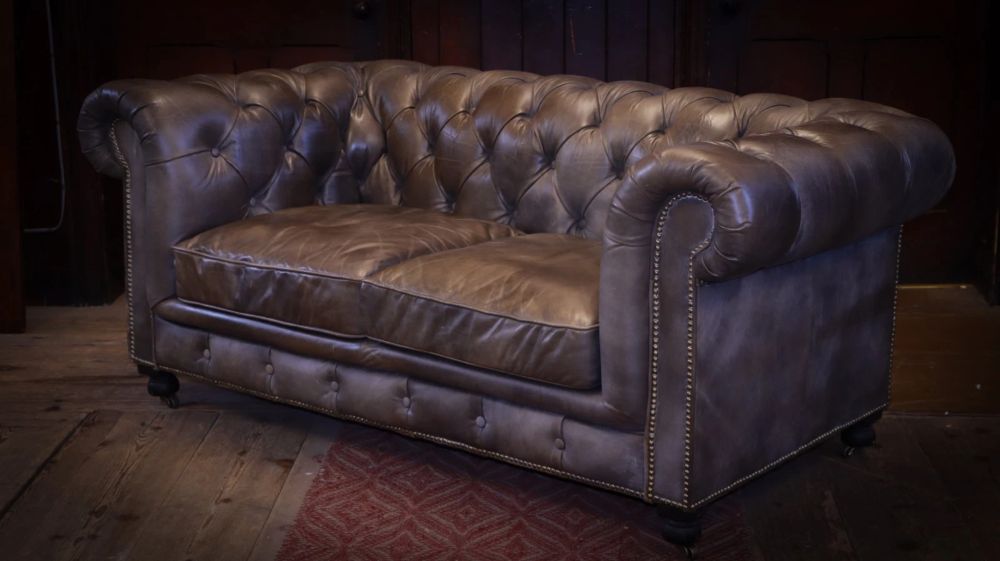 Pair Timothy Oulton Westminster Feather 2 Seater Leather Sofas Destroyed Black - Image 14