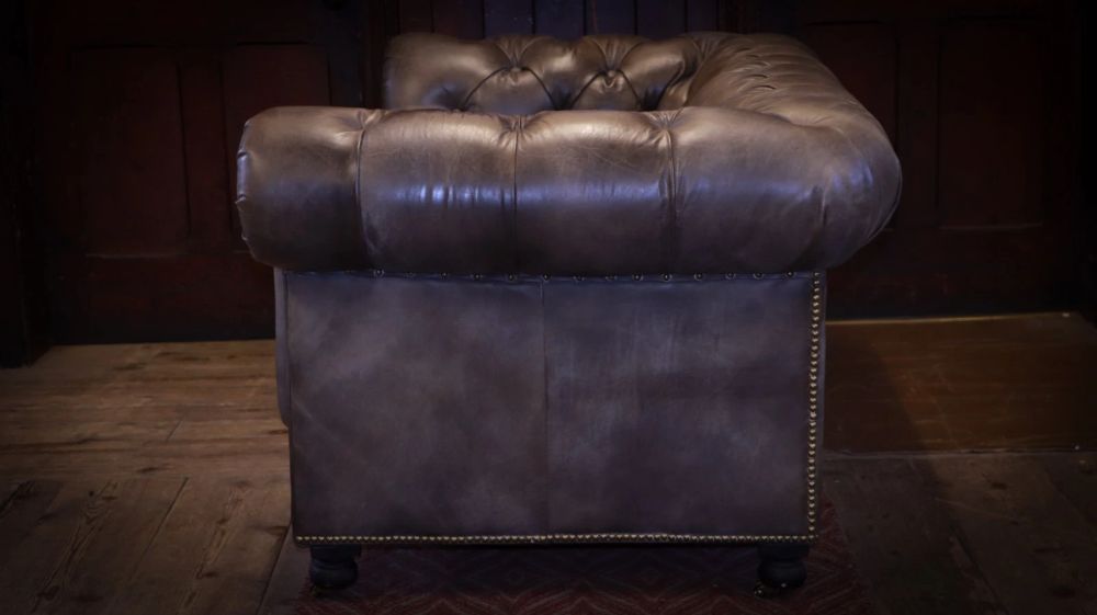 Pair Timothy Oulton Westminster Feather 2 Seater Leather Sofas Destroyed Black - Image 13