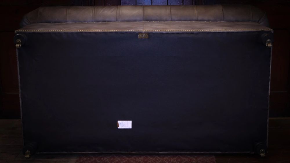 Pair Timothy Oulton Westminster Feather 2 Seater Leather Sofas Destroyed Black - Image 9