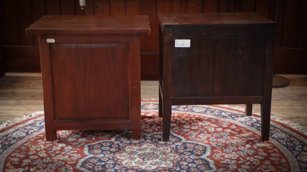 Pair Lombok Seba Bedside Tables Drawers Solid Indonesian Teak Mahogany Del - Image 7