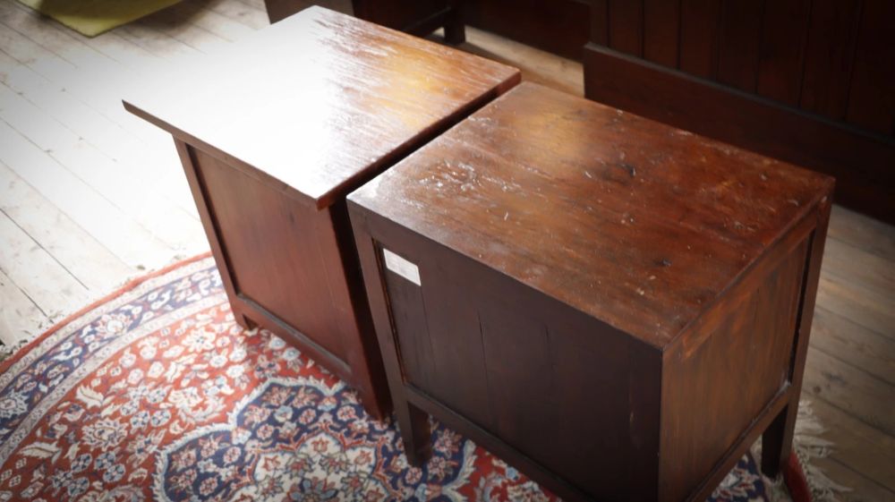 Pair Lombok Seba Bedside Tables Drawers Solid Indonesian Teak Mahogany Del - Image 6