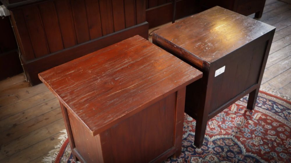 Pair Lombok Seba Bedside Tables Drawers Solid Indonesian Teak Mahogany Del - Image 5