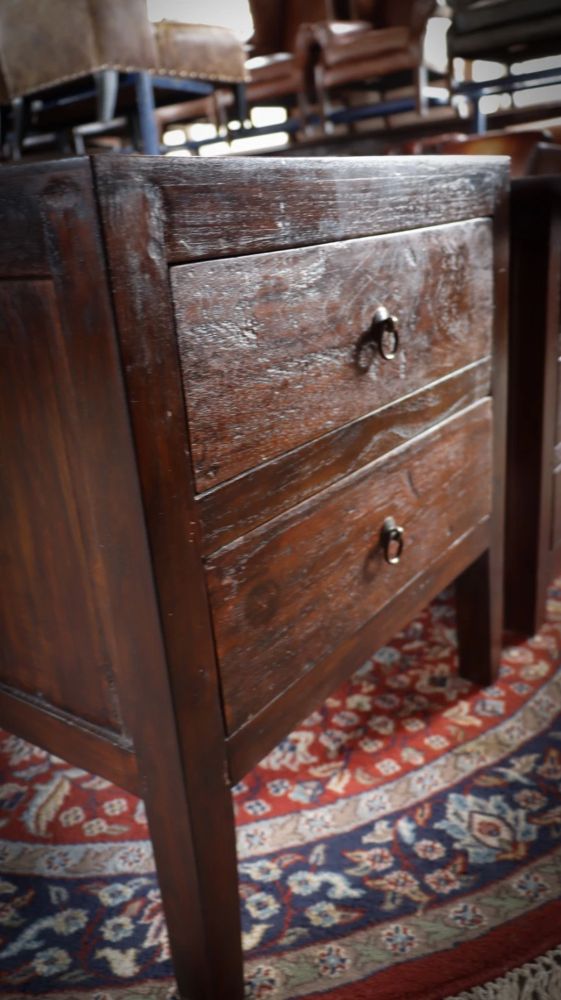 Pair Lombok Seba Bedside Tables Drawers Solid Indonesian Teak Mahogany Del - Image 4